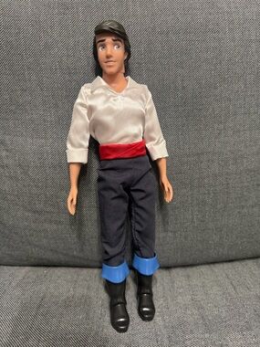 Disney Prince Eric Doll with White Shirt, Red Sash & Blue Boot Cuffs